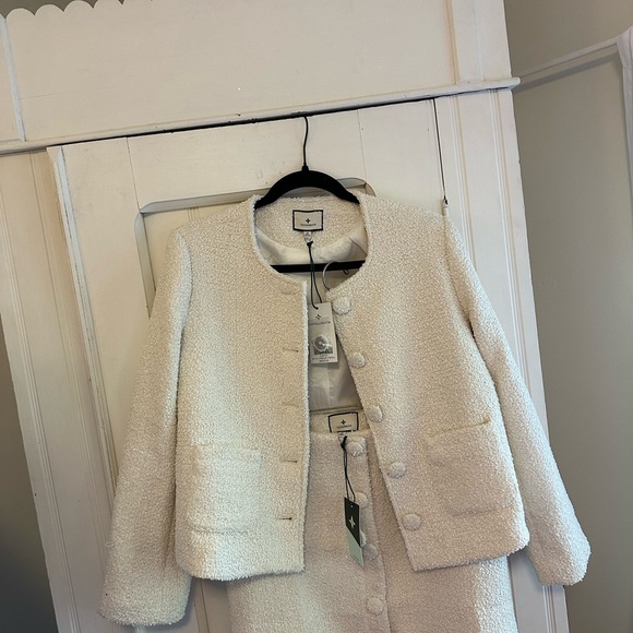 NWT Tuckernuck Marilyn Women's Cream Tweed Suit (jacket and skirt) - Picture 2 of 7